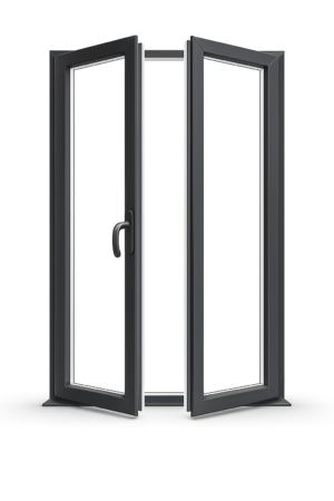 Oknoprofil - dveře balkonové dvoukřídlé, antracit bílá