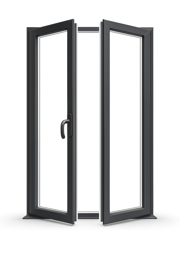 Oknoprofil - dveře balkonové dvoukřídlé, antracit bílá
