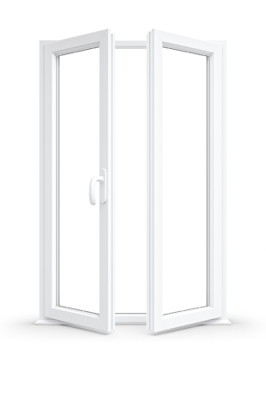Oknoprofil - dveře balkonové dvoukřídlé, bílá bílá