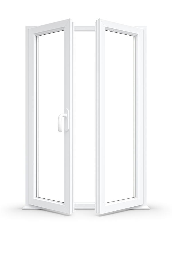 Oknoprofil - dveře balkonové dvoukřídlé, bílá bílá