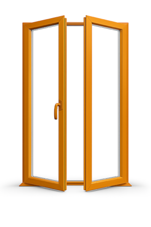 Oknoprofil - dveře balkonové dvoukřídlé, zlatý dub bílá