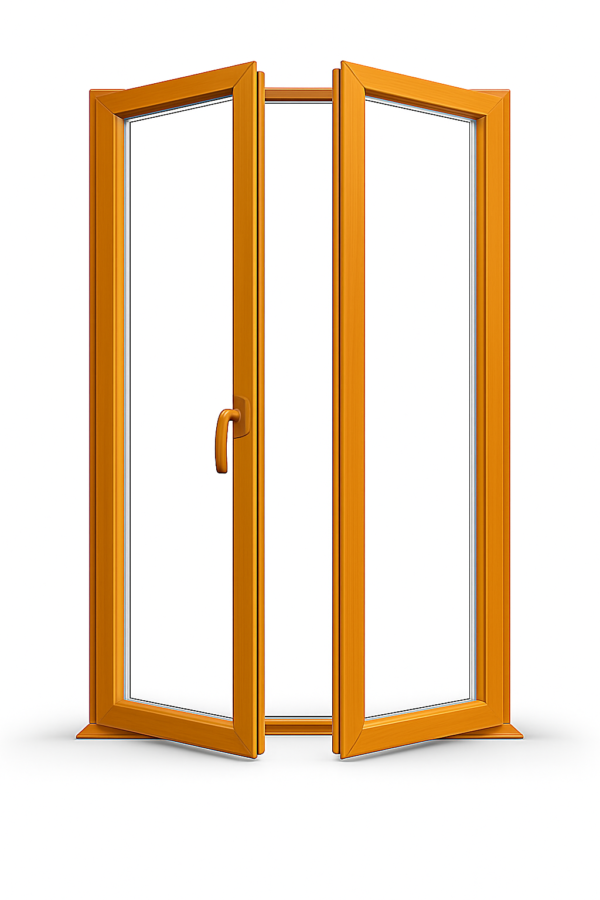 Oknoprofil - dveře balkonové dvoukřídlé, zlatý dub bílá